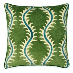 Linwood Helter Skelter Velvet Cushion - Grass
