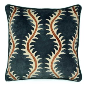 Linwood Helter Skelter Velvet Cushion - Ink