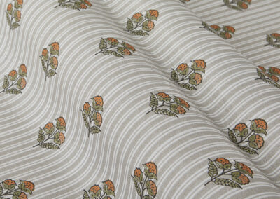 Marigold Stripe Oilcloth – Taupe (Sample)