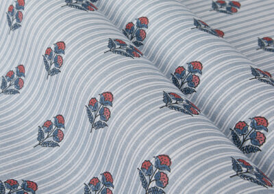 Marigold Stripe Oilcloth – Blue (Sample)