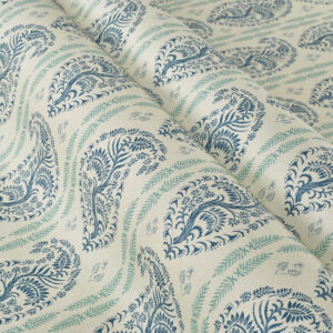 Bell House Collection Estella Stripe II Fabric - Indigo|Eau de NIl
