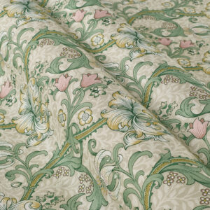 William Morris by Clarke & Clarke Golden Lily Fabric - Apple|Blush