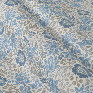William Morris by Clarke & Clarke Mallow Fabric - Denim|Ivory