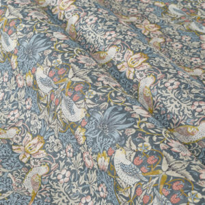 William Morris by Clarke & Clarke Strawberry Thief Fabric - Denim|Spice