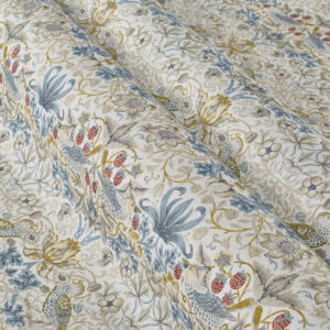 William Morris by Clarke & Clarke Strawberry Thief Fabric - Linen|Plum